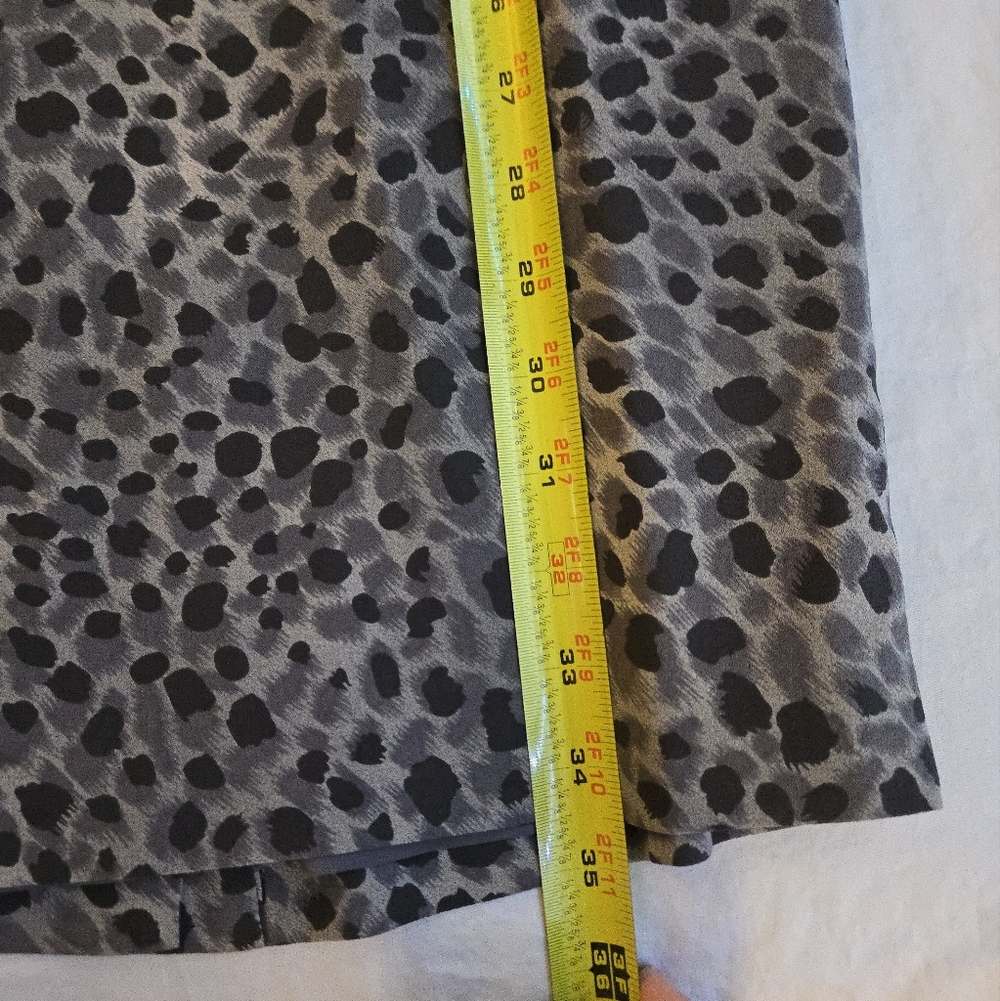 Ann Taylor Silk Black Grey Abstract Leopard Print Midi Sheath Dress CW3 - Picture 6 of 10